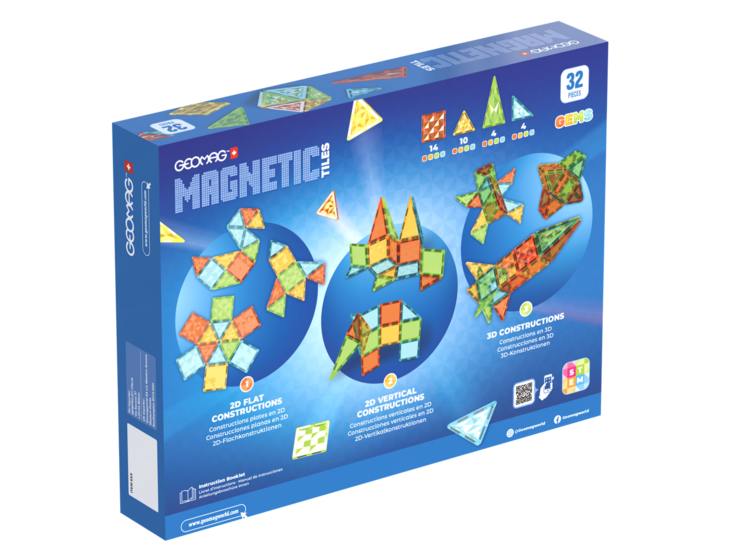 GEOMAG Magnetic Tiles Gems 32-delig