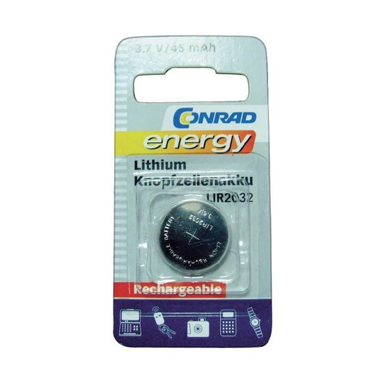 Oplaadbare knoopcel batterij LIR 2032 Lithium 45 mAh 3.6 V