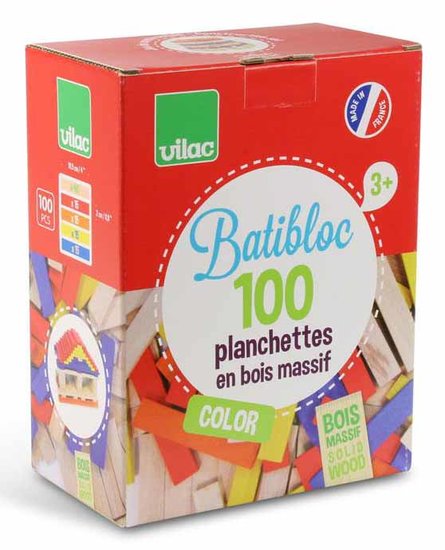 BATiBLOC-classic 100 natuurlijke gekleurde houten plankjes